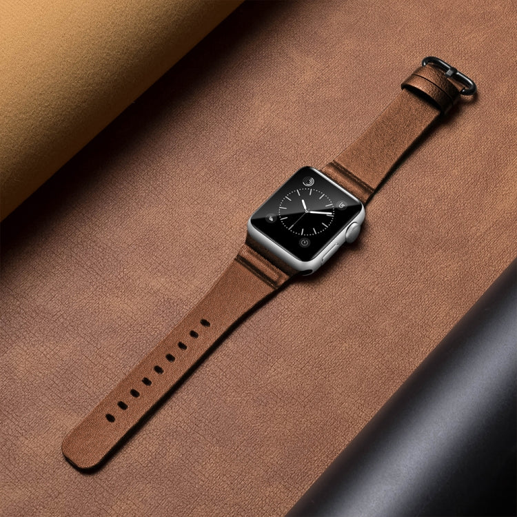 Genuine Leather Watch Bands For Apple Watch Series 7 45mm / 6 & SE & 5 & 4 44mm / 3 & 2 & 1 42mm(Brown) - Watch Bands by buy2fix | Online Shopping UK | buy2fix