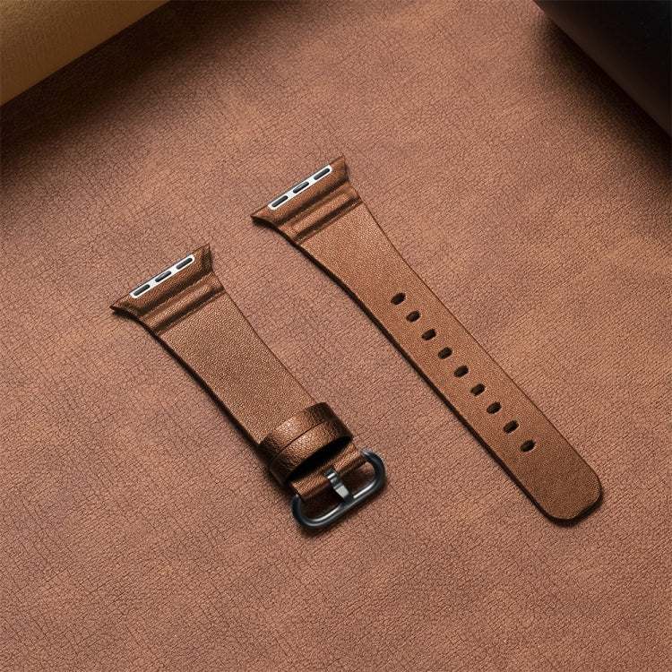 Genuine Leather Watch Bands For Apple Watch Series 7 45mm / 6 & SE & 5 & 4 44mm / 3 & 2 & 1 42mm(Brown) - Watch Bands by buy2fix | Online Shopping UK | buy2fix