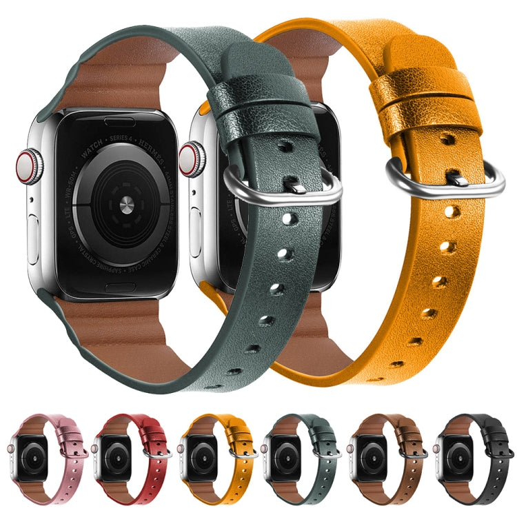Genuine Leather Watch Bands For Apple Watch Series 7 45mm / 6 & SE & 5 & 4 44mm / 3 & 2 & 1 42mm(Brown) - Watch Bands by buy2fix | Online Shopping UK | buy2fix