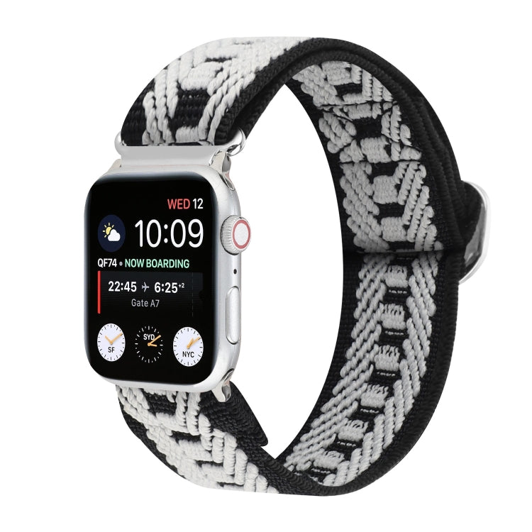 Metal Japanese Buckle Elastic Nylon Watch Band For Apple Watch Series 7 45mm / 6 & SE & 5 & 4 44mm / 3 & 2 & 1 42mm(21) by buy2fix