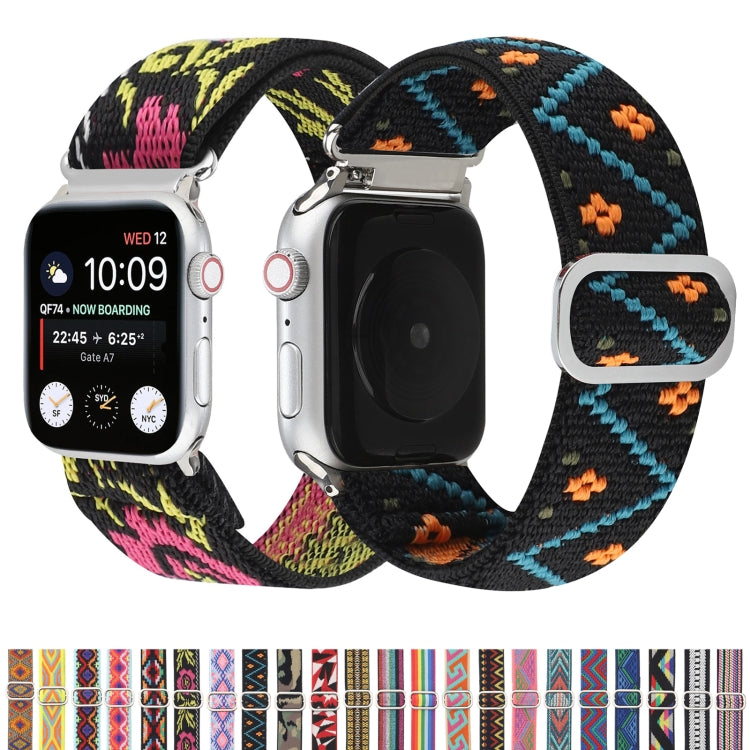 Metal Japanese Buckle Elastic Nylon Watch Band For Apple Watch Series 7 45mm / 6 & SE & 5 & 4 44mm / 3 & 2 & 1 42mm(10) by buy2fix