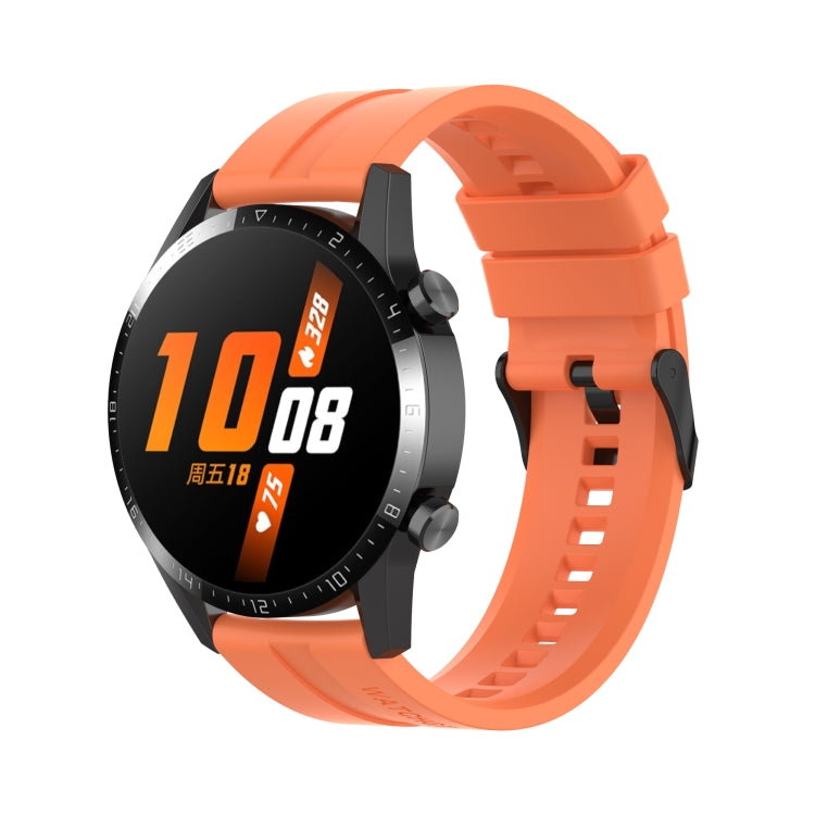For Huawei Watch GT 2 46mm Silicone Watch Band with Black Buckle(Vibrant Orange) by buy2fix