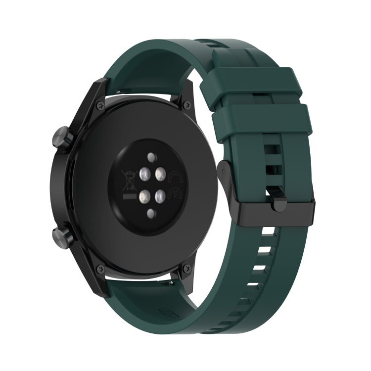 For Huawei Watch GT 2 46mm Silicone Watch Band with Black Buckle(Dark Green) by buy2fix