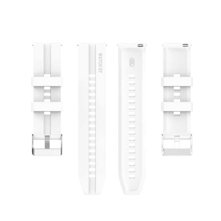 For Huawei Watch GT 2 46mm Silicone Watch Band with Silver Buckle(White) by buy2fix