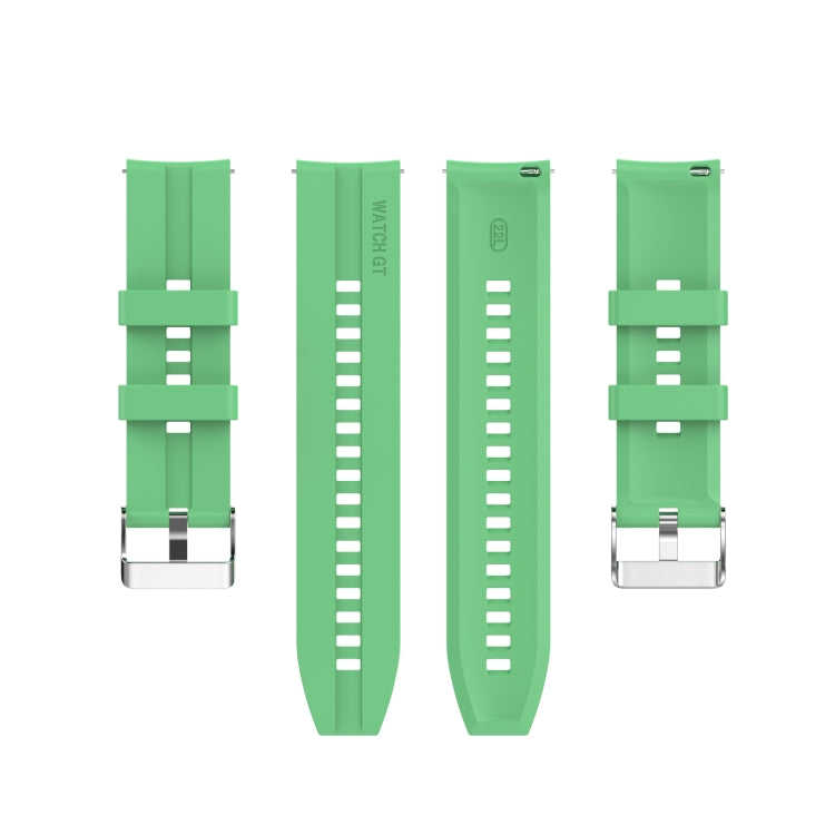 For Huawei Watch GT 2 46mm Silicone Watch Band with Silver Buckle(Mint Green) by buy2fix