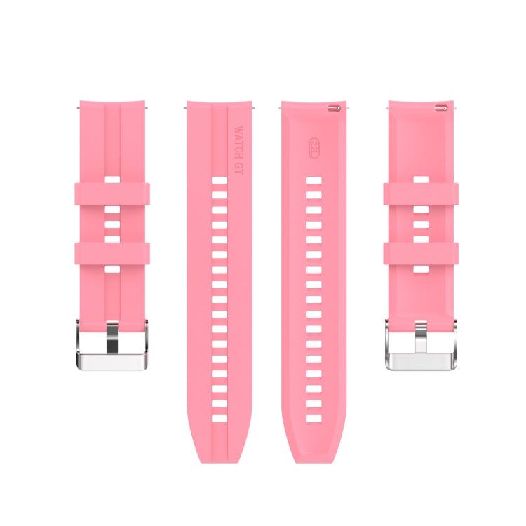 For Huawei Watch GT 2 46mm Silicone Watch Band with Silver Buckle(Pink) by buy2fix