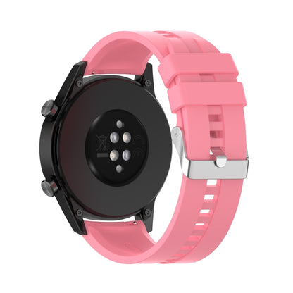 For Huawei Watch GT 2 46mm Silicone Watch Band with Silver Buckle(Pink) by buy2fix