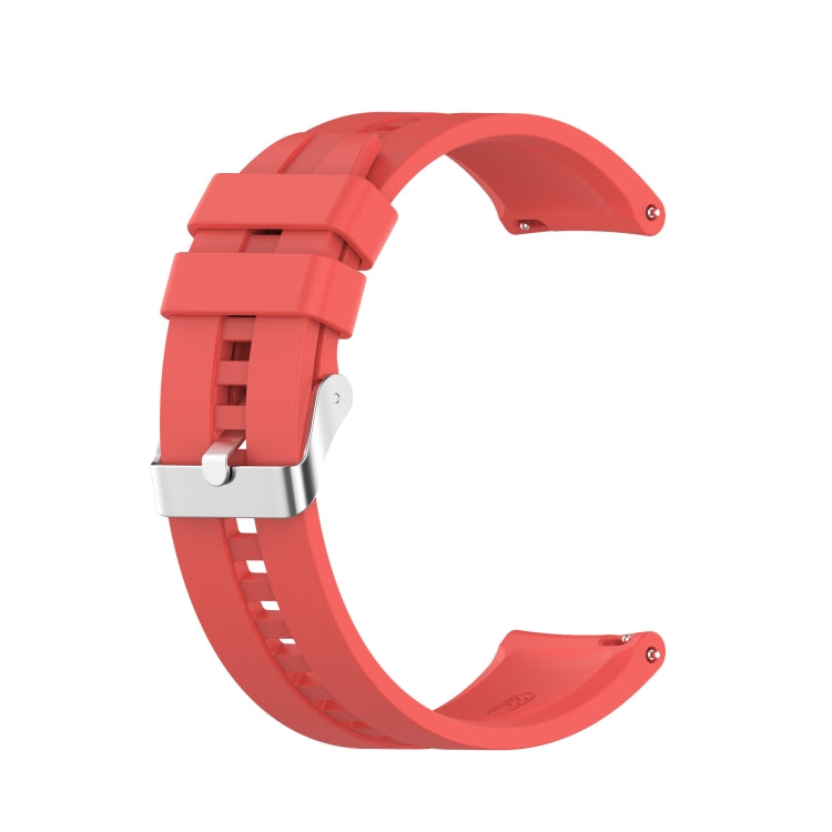 For Huawei Watch GT 2 46mm Silicone Watch Band with Silver Buckle(Red) by buy2fix
