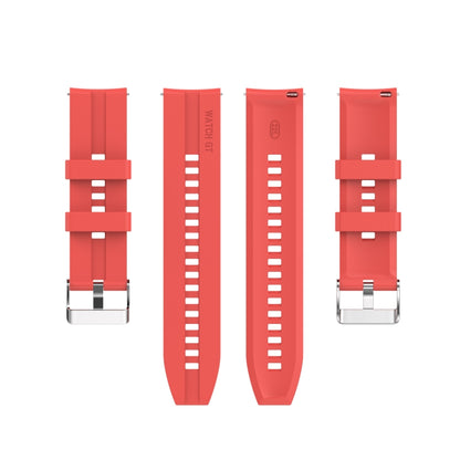 For Huawei Watch GT 2 46mm Silicone Watch Band with Silver Buckle(Red) by buy2fix