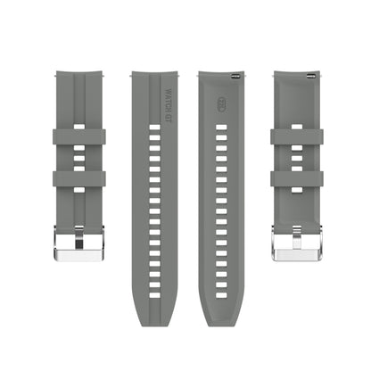 For Huawei Watch GT 2 46mm Silicone Watch Band with Silver Buckle(Grey) by buy2fix