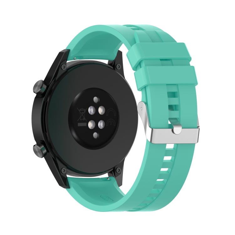 For Huawei Watch GT 2 46mm Silicone Watch Band with Silver Buckle(Aurora Blue) by buy2fix
