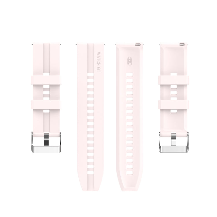 For Huawei Watch GT 2 46mm Silicone Watch Band with Silver Buckle(Quicksand Pink) by buy2fix