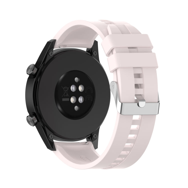 For Huawei Watch GT 2 46mm Silicone Watch Band with Silver Buckle(Quicksand Pink) by buy2fix