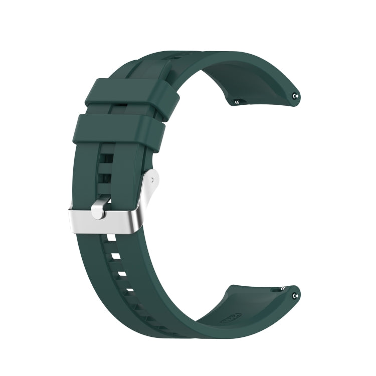 For Huawei Watch GT 2 46mm Silicone  Watch Band with Silver Buckle(Dark Green) - Watch Bands by buy2fix | Online Shopping UK | buy2fix