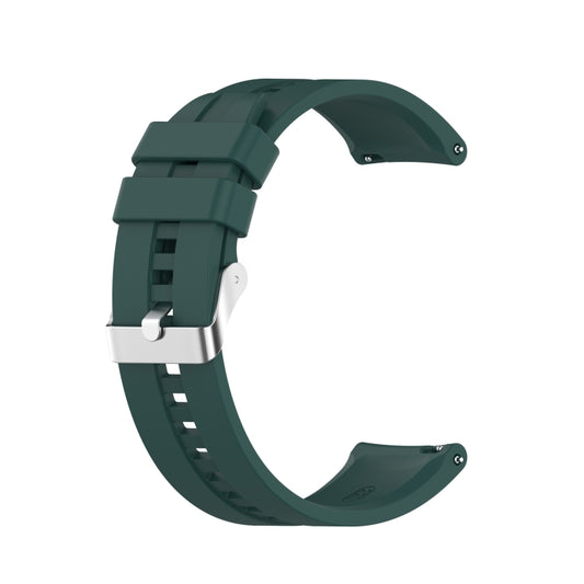 For Huawei Watch GT 2 46mm Silicone  Watch Band with Silver Buckle(Dark Green) - Watch Bands by buy2fix | Online Shopping UK | buy2fix
