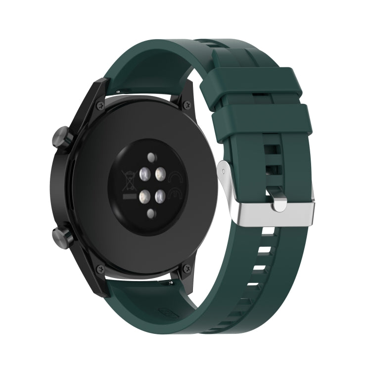 For Huawei Watch GT 2 46mm Silicone  Watch Band with Silver Buckle(Dark Green) - Watch Bands by buy2fix | Online Shopping UK | buy2fix