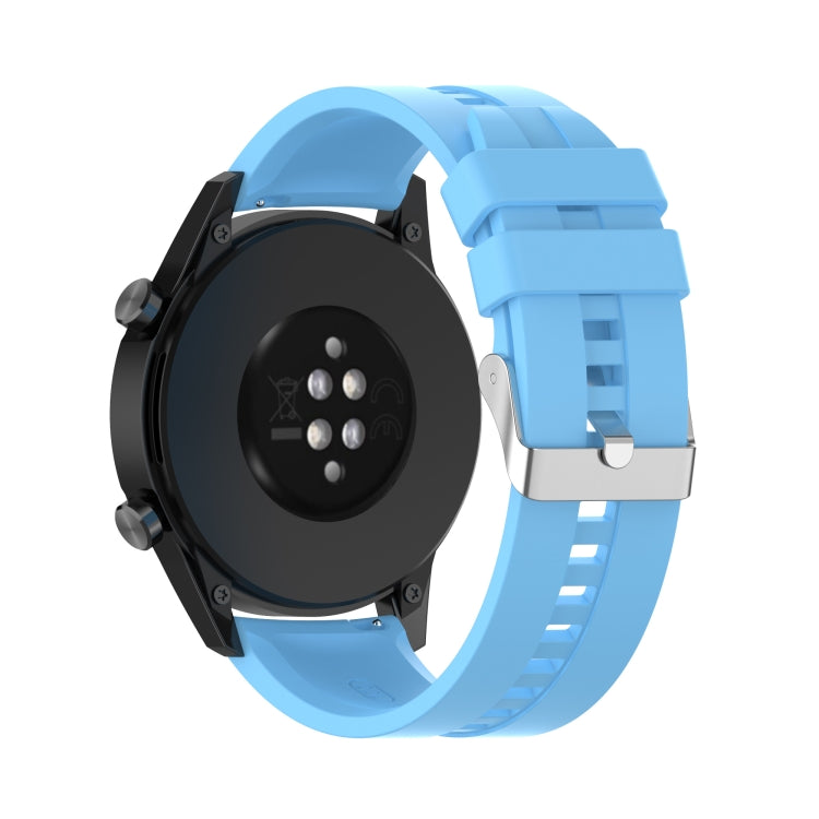For Huawei Watch GT 2 46mm Silicone Watch Band with Silver Buckle(Sky Blue) by buy2fix