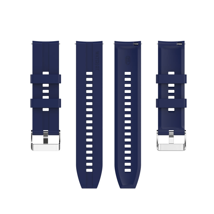 For Huawei Watch GT 2 46mm Silicone Watch Band with Silver Buckle(Midnight Blue) by buy2fix