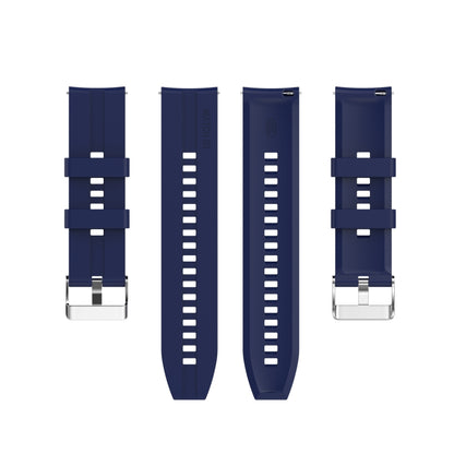 For Huawei Watch GT 2 46mm Silicone Watch Band with Silver Buckle(Midnight Blue) by buy2fix