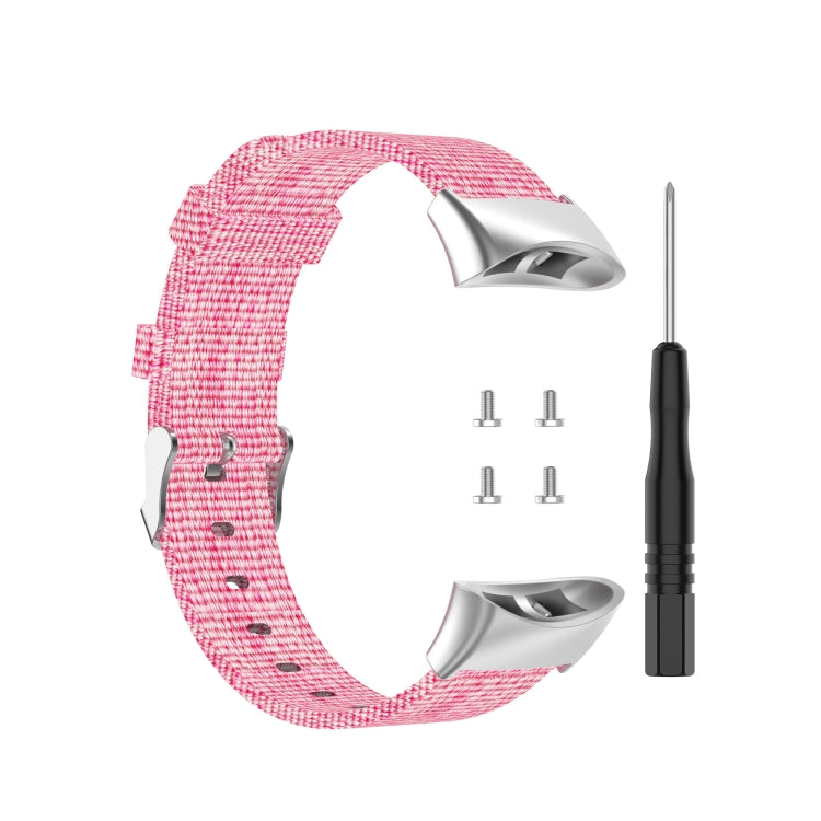 For Garmin Forerunner 45 / 45S / Swim 2 Universal Nylon Canvas Watch Band(Pink) - Watch Bands by buy2fix | Online Shopping UK | buy2fix