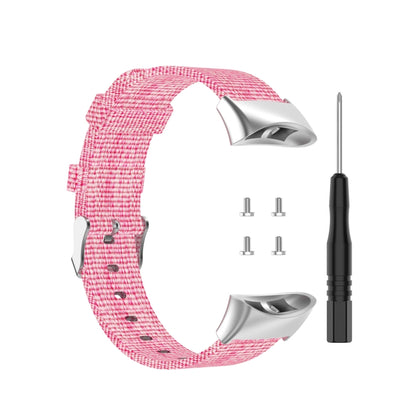 For Garmin Forerunner 45 / 45S / Swim 2 Universal Nylon Canvas Watch Band(Pink) - Watch Bands by buy2fix | Online Shopping UK | buy2fix