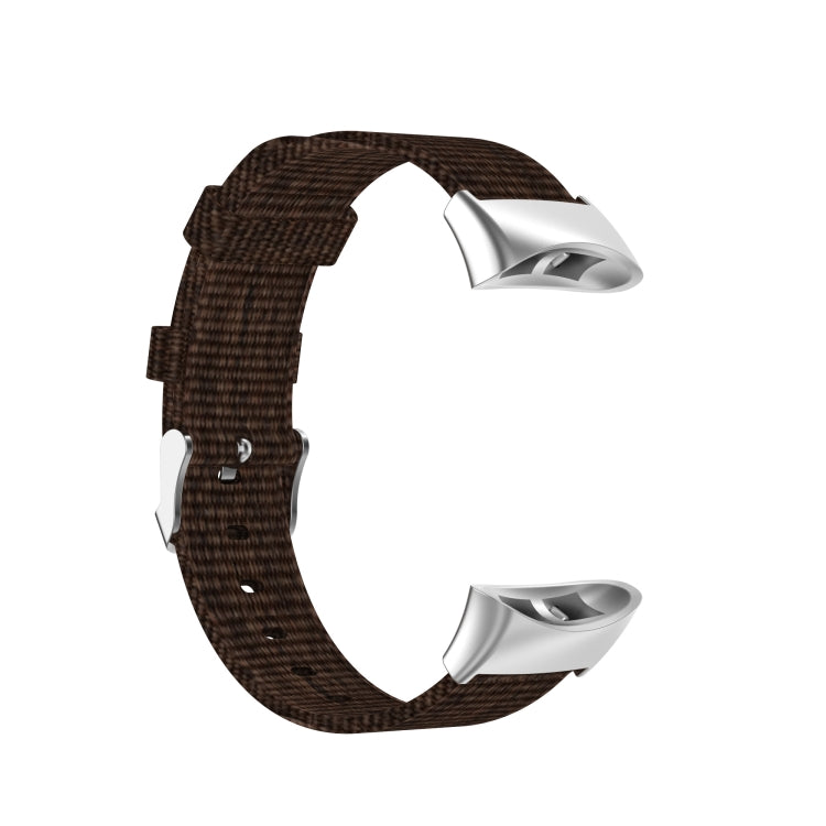 For Garmin Forerunner 45 / 45S / Swim 2 Universal Nylon Canvas Watch Band(Coffee) - Watch Bands by buy2fix | Online Shopping UK | buy2fix