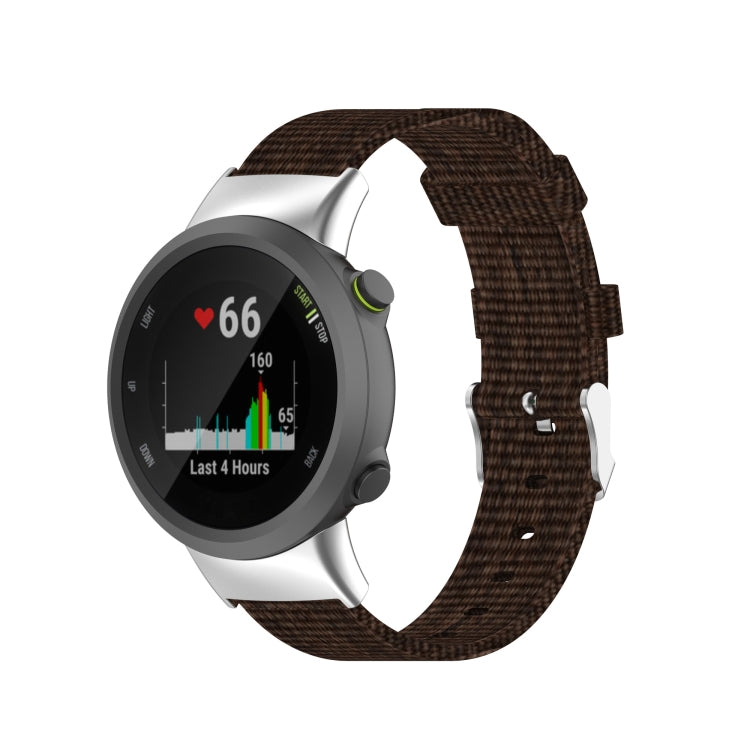 For Garmin Forerunner 45 / 45S / Swim 2 Universal Nylon Canvas Watch Band(Coffee) - Watch Bands by buy2fix | Online Shopping UK | buy2fix