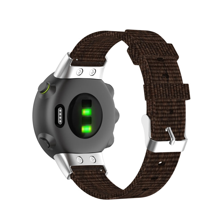 For Garmin Forerunner 45 / 45S / Swim 2 Universal Nylon Canvas Watch Band(Coffee) - Watch Bands by buy2fix | Online Shopping UK | buy2fix