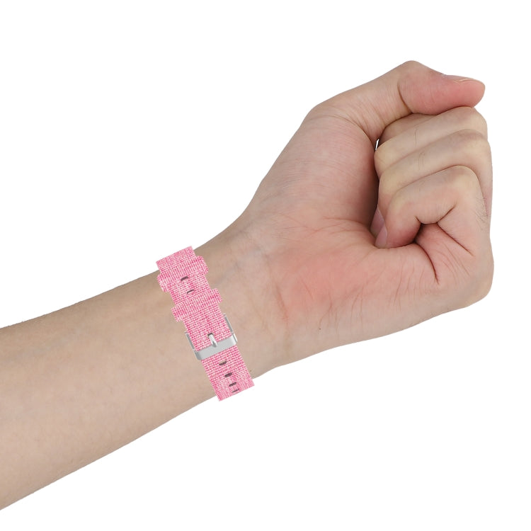 For Garmin Forerunner 45 / 45S / Swim 2 Universal Nylon Canvas Watch Band(Pink) - Watch Bands by buy2fix | Online Shopping UK | buy2fix