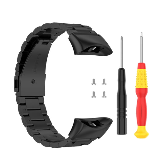 For Garmin Forerunner 45 / 45S / Swim 2 Universal Three Beads Stainless Steel Watch Band(Black) - Watch Bands by buy2fix | Online Shopping UK | buy2fix