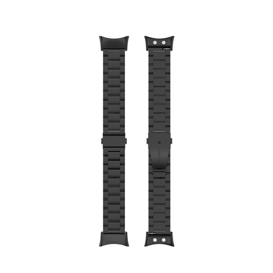 For Garmin Forerunner 45 / 45S / Swim 2 Universal Three Beads Stainless Steel Watch Band(Black) - Watch Bands by buy2fix | Online Shopping UK | buy2fix