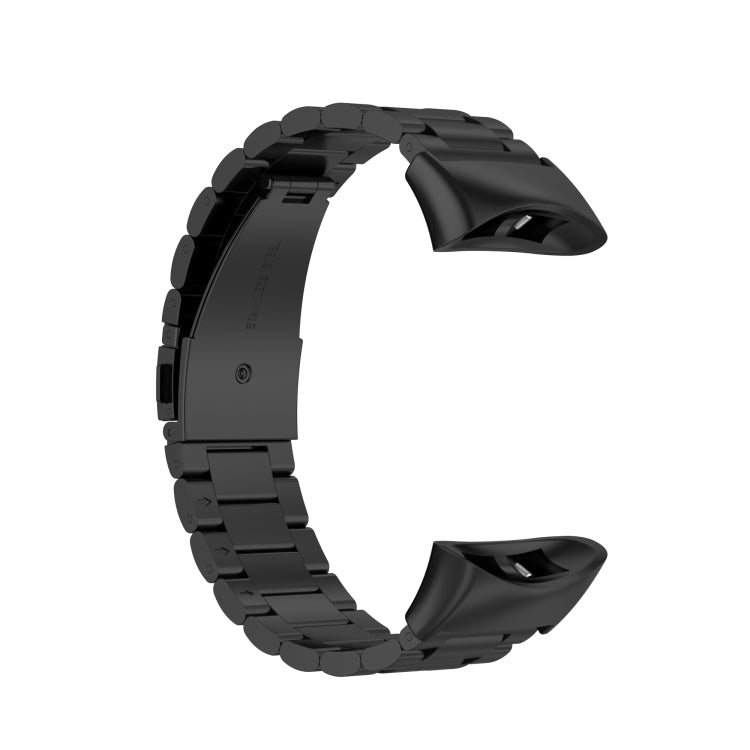 For Garmin Forerunner 45 / 45S / Swim 2 Universal Three Beads Stainless Steel Watch Band(Black) - Watch Bands by buy2fix | Online Shopping UK | buy2fix