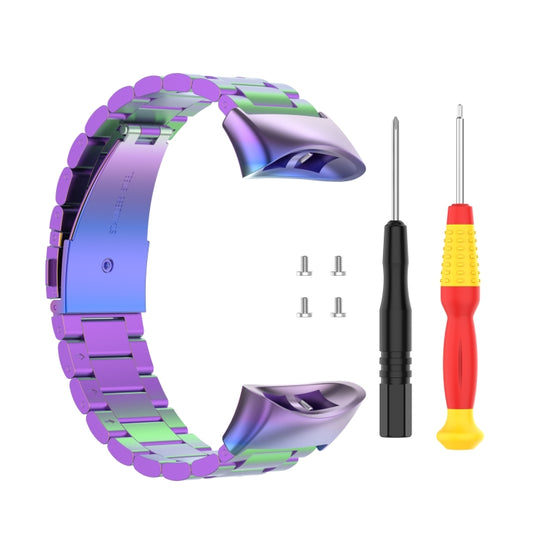 For Garmin Forerunner 45 / 45S / Swim 2 Universal Three Beads Stainless Steel Watch Band(Colorful) - Watch Bands by buy2fix | Online Shopping UK | buy2fix