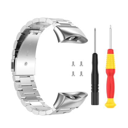 For Garmin Forerunner 45 / 45S / Swim 2 Universal Three Beads Stainless Steel Watch Band(Silver) - Watch Bands by buy2fix | Online Shopping UK | buy2fix