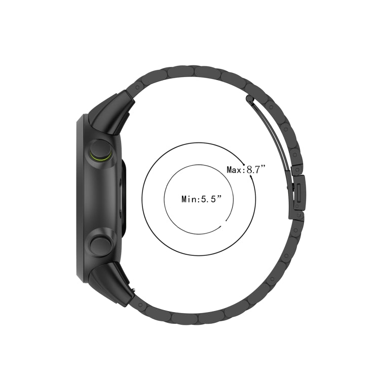 For Garmin Forerunner 45 / 45S / Swim 2 Universal Three Beads Stainless Steel Watch Band(Black) - Watch Bands by buy2fix | Online Shopping UK | buy2fix