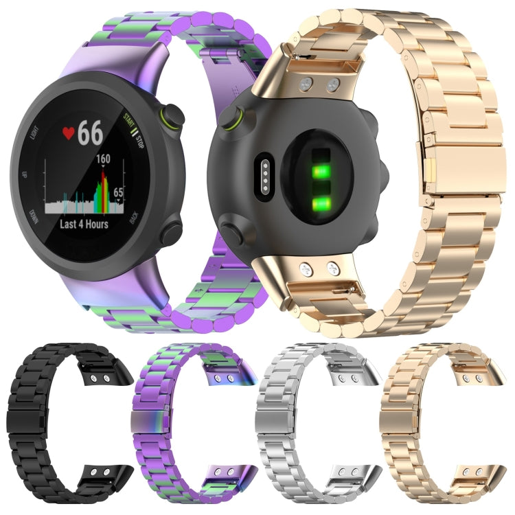 For Garmin Forerunner 45 / 45S / Swim 2 Universal Three Beads Stainless Steel Watch Band(Champagne Gold) by buy2fix