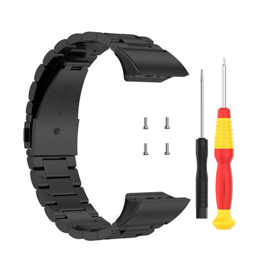 For Garmin Forerunner 35 / 30 Universal Three Beads Stainless Steel Watch Band(Black) - Watch Bands by buy2fix | Online Shopping UK | buy2fix