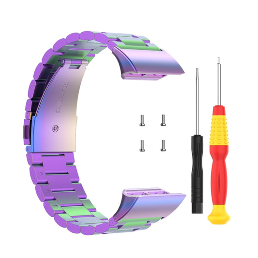 For Garmin Forerunner 35 / 30 Universal Three Beads Stainless Steel Watch Band(Colorful) - Watch Bands by buy2fix | Online Shopping UK | buy2fix