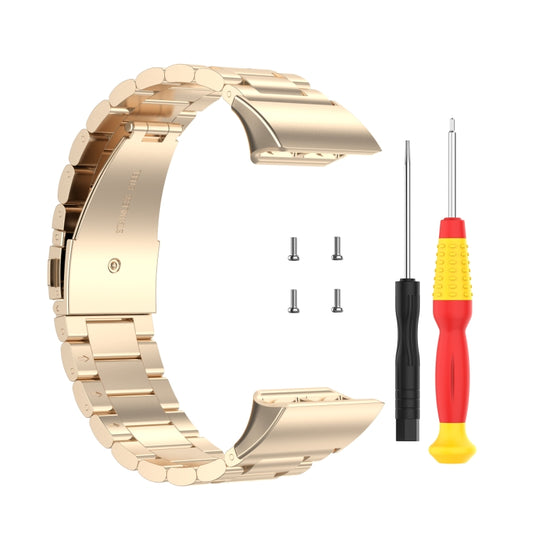 For Garmin Forerunner 35 / 30 Universal Three Beads Stainless Steel Watch Band(Champagne Gold() - Watch Bands by buy2fix | Online Shopping UK | buy2fix