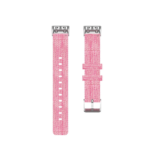 For Garmin Forerunner 35 / 30 Universal Nylon Canvas Watch Band(Pink) - Watch Bands by buy2fix | Online Shopping UK | buy2fix