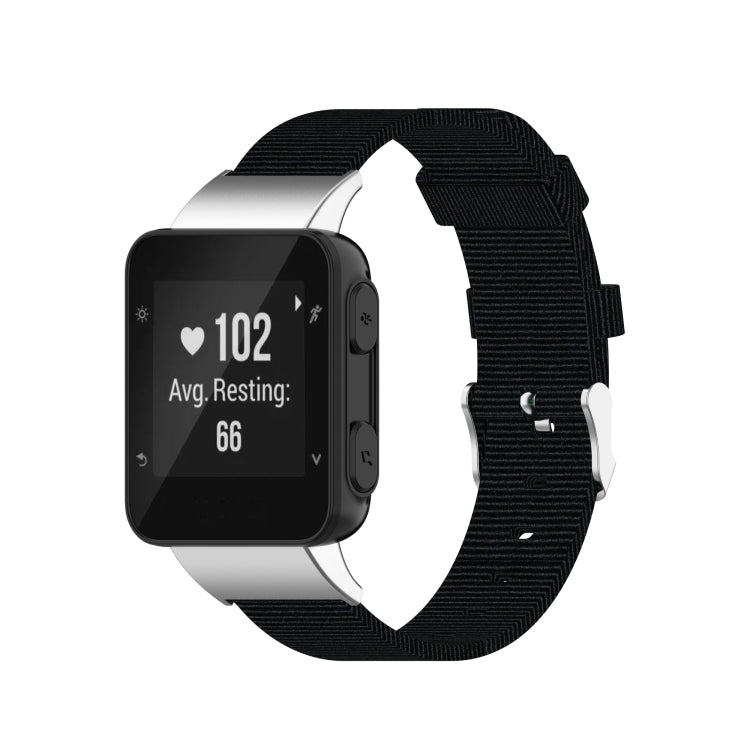 For Garmin Forerunner 35 / 30 Universal Nylon Canvas Watch Band(Black) by buy2fix