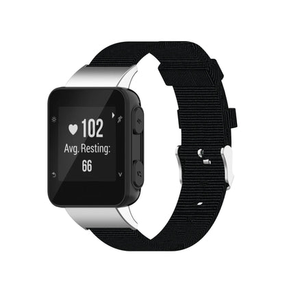 For Garmin Forerunner 35 / 30 Universal Nylon Canvas Watch Band(Black) by buy2fix