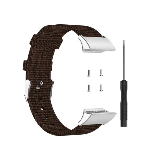 For Garmin Forerunner 35 / 30 Universal Nylon Canvas Watch Band(Coffee) - Watch Bands by buy2fix | Online Shopping UK | buy2fix