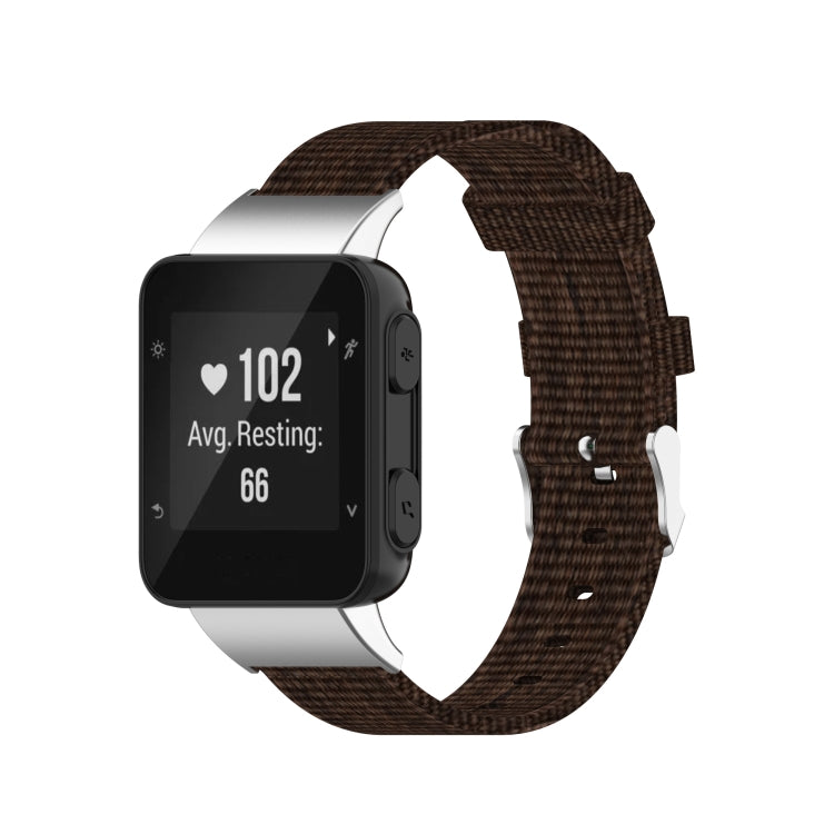 For Garmin Forerunner 35 / 30 Universal Nylon Canvas Watch Band(Coffee) - Watch Bands by buy2fix | Online Shopping UK | buy2fix