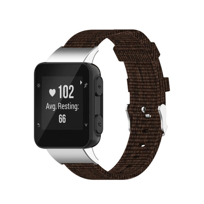 For Garmin Forerunner 35 / 30 Universal Nylon Canvas Watch Band(Coffee) - Watch Bands by buy2fix | Online Shopping UK | buy2fix