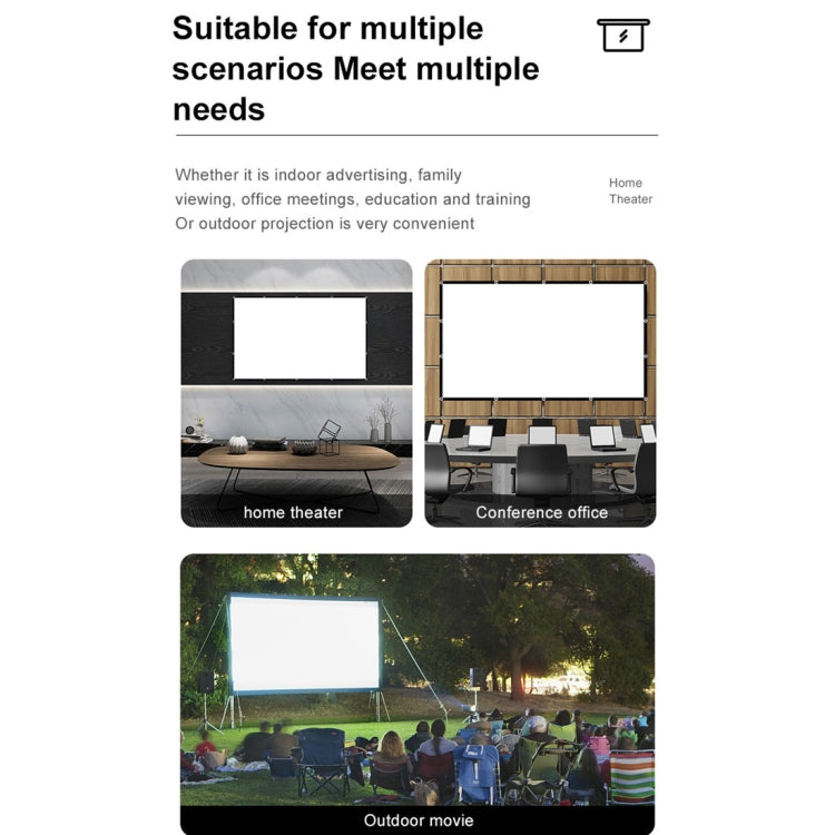 Folding Milk Silk Polyester Projector Film Curtain, Size:72 inch (16:9) Projection Area: 159 x 90cm - Film Curtains by buy2fix | Online Shopping UK | buy2fix