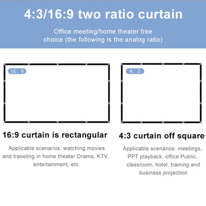 Folding Milk Silk Polyester Projector Film Curtain, Size:72 inch (4:3) Projection Area: 146 x 110cm - Film Curtains by buy2fix | Online Shopping UK | buy2fix