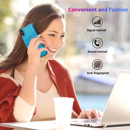 For iPhone X / XS Double Buckle Mandala Pattern PU+TPU Protective Case with Card Slots & Holder & Photo Frame(Blue) - More iPhone Cases by buy2fix | Online Shopping UK | buy2fix