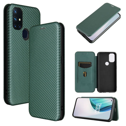 For OnePlus Nord N10 5G Carbon Fiber Texture Horizontal Flip TPU + PC + PU Leather Case with Card Slot(Green) - OnePlus Cases by buy2fix | Online Shopping UK | buy2fix