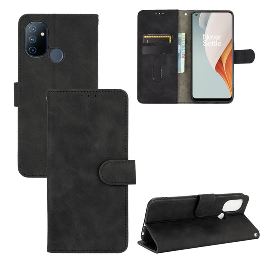 For OnePlus Nord N100 Solid Color Skin Feel Magnetic Buckle Horizontal Flip Calf Texture PU Leather Case with Holder & Card Slots & Wallet(Black) - OnePlus Cases by buy2fix | Online Shopping UK | buy2fix